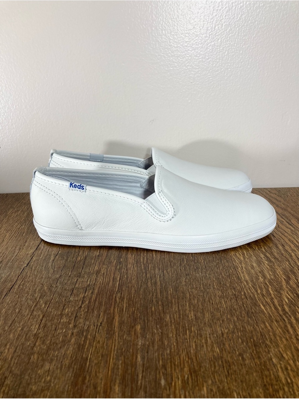 Keds Champion Leather Slip-On Sneaker with White Leather Upper Women’s Size 6